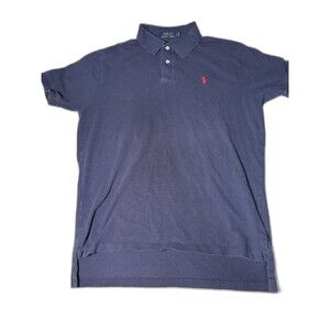 Polo Ralph Lauren Polo Shirt Mens Large Navy Blue Classic Fit Flesh Pony